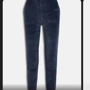 Navy velvet joggers